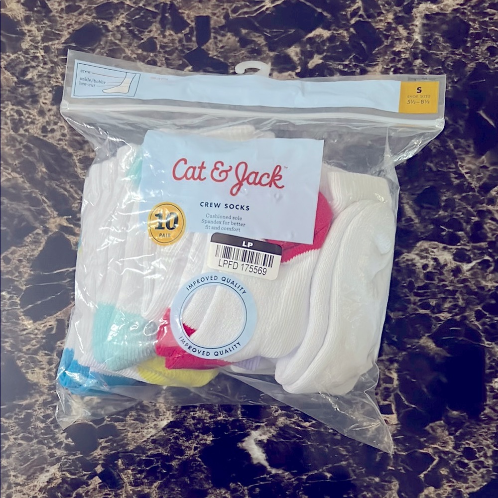 (10 PK) Cat & Jack Crew Cut Socks - Multicolor